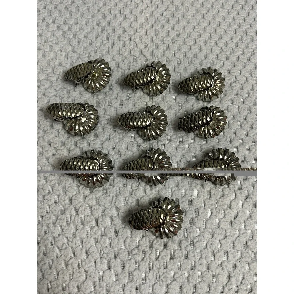 Vtg Silver Tin Christmas Tree Candle Clips Holder‎ Granny MCM Holiday Ornament